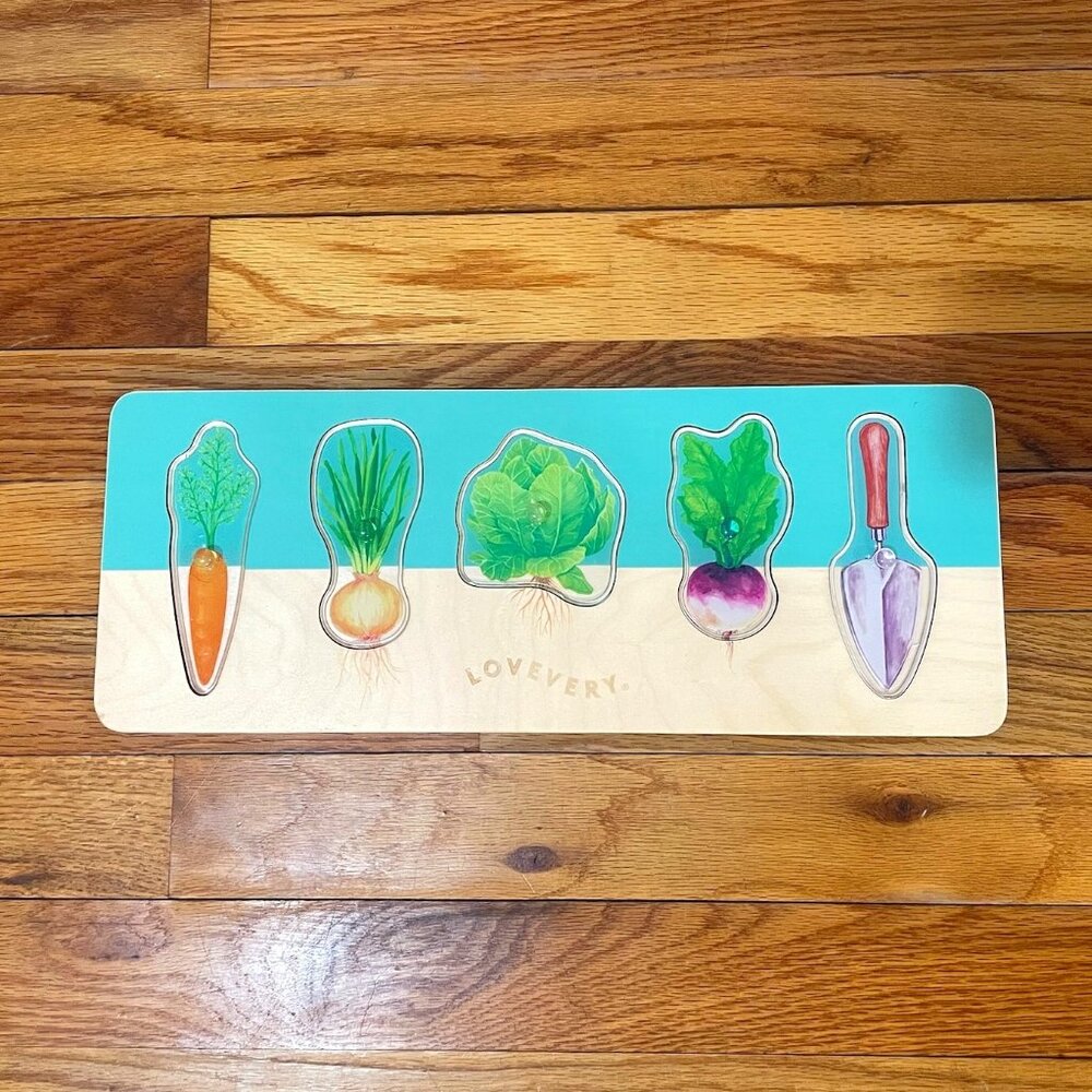 Kids Garden Puzzle Tray - Teal & Natural